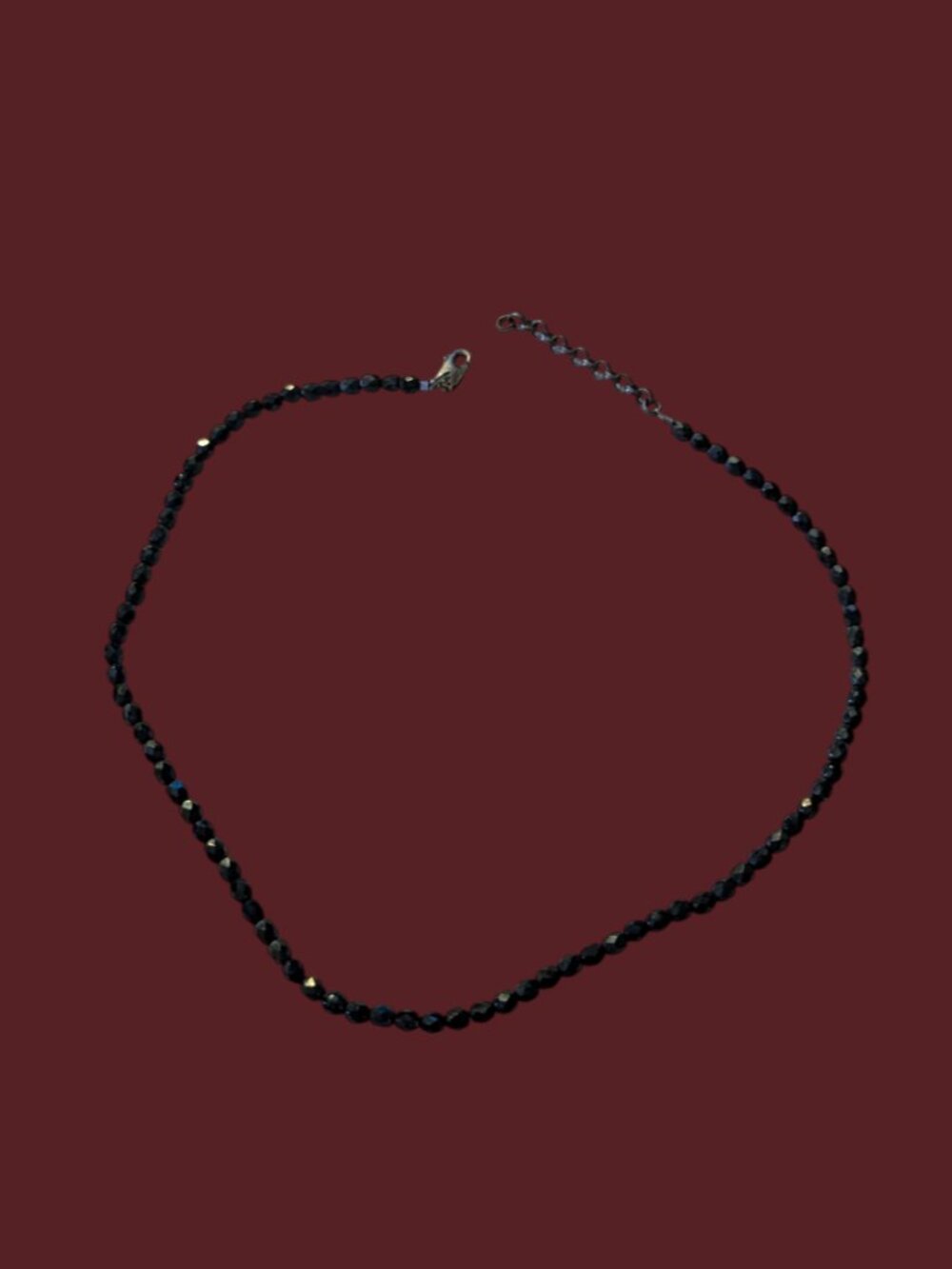 925 Sterling Silver Oxidized Black Crystal 16.5" Long Choker Necklace